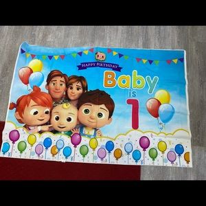 Coco melon first birthday backdrop